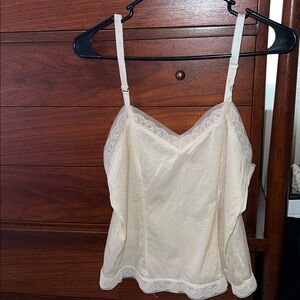 Vintage Nylon Cream Lace Trimmed Women’s Lingerie Camisole